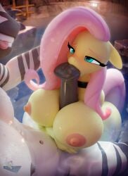 1boy 1girls 3d 3d_(artwork) anthro areolae big_breasts breasts equine female fluttershy_(mlp) friendship_is_magic furry furry_only hooves-art huge_breasts male muscular muscular_male my_little_pony nipples nude nude_female nude_male paizuri pink_hair pink_tail png yellow_body zebra zebra_(male)_(mlp)