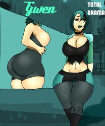 2d 5ifty ass big_breasts breasts bubble_butt busty curvy curvy_figure female female_focus female_only front_view gwen_(tdi) hourglass_figure jay-marvel pinup pinup_pose rear_view tagme total_drama_island wide_hips