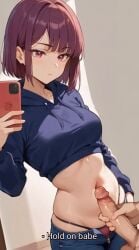 ai_animated ai_assisted ai_generated animated annoyed annoyed_expression belly belly_button belly_button_fuck belly_button_penetration bellyjob bored bored_expression cellphone clothed_female clothed_sex crop_top crop_top_hoodie cum cum_in_navel cum_on_belly dialog dialogue distracted female handjob jeans masturbation midriff midriff_baring_shirt midriff_focus midriff_showing navel navel_fetish navel_penetration navel_poke purple_eyes purple_hair thong vertical_video