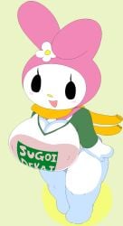 big_breasts breasts cassettedream dream-cassette hidden_breasts hoshime long_sleeves my_melody orange_scarf sanrio scarf tits