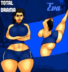 2d 5ifty ass big_breasts breasts bubble_butt busty curvy curvy_figure eva_(tdi) female female_focus female_only front_view hourglass_figure jay-marvel pinup pinup_pose rear_view tagme total_drama_island wide_hips