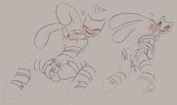 1male1female ass_focus blush cuntboy gangle_(the_amazing_digital_circus) humiliation jax_(the_amazing_digital_circus) no_background pussy_juice ribbons submissive_male suopbread the_amazing_digital_circus tied_arms tied_up