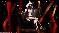 absurd_res anthro ass big_butt blender_(artwork) blender_cycles breasts canid canine crown digital_media_(artwork) fan_character female female_anthro five_nights_at_freddy's five_nights_at_freddy's_world fox fx-05_(krako) gold_(metal) headgear hi_res krako machine mammal nipple_piercing nipples piercing robot robot_anthro scottgames simple_background solo sparkles sparks