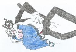 bailey_(eltonpot) bear_girl big_ass big_breasts big_penis black_body black_eyes black_fur blue_eyes broken_neck cartoon_cat chubby_female corpse dead_eyes demon_cat eyeshadow female_death furry grabbing_ass grabbing_from_behind guro marlon64 murdered murderer naked_female naked_gloves naked_stockings neck_snap necrophilia polar_bear pussy red_penis sideways_sex snuff traditional_drawing_(artwork) vaginal_sex white_background white_body white_fur white_hair