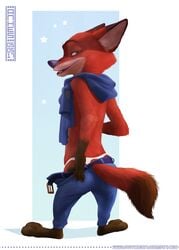 anhes anthro ass clothing disney fox male_only mammal nick_wilde smile solo underwear undressing zootopia