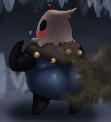 1girls 2025 2d 2d_(artwork) anthro ass big_ass big_butt biped blush booty bug burlap_sack cloth_(hollow_knight) deep_skin digital_drawing_(artwork) digital_media_(artwork) fart fart_cloud fart_fetish farting farts female female_only gas gassy gassy_female headgear headwear hi_res hollow_knight huge_ass huge_butt hydrareality insects onomatopoeia overweight overweight_female solo standing team_cherry