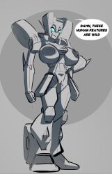 1girls banjacksshool big_breasts blue_eyes breasts chromia english_text female monochrome nipples robot robot_girl robot_humanoid sketch solo solo_female text transformers transformers_cyberverse