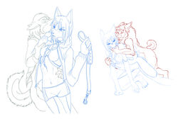 all_fours anthro breasts canine collar doggy_style female from_behind fur furry harness hetero husky leash male nude sex sketch snowroserivenstar straight sylus