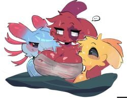 ... 1boy 2025 2girls :3 artificer_(rain_world) bandage bandages big_breasts black_eyes blue_body blue_skin blush breast_squish breasts female feral fur furry gills grey_eyes height_difference male male/female monk_(rain_world) partially_submerged pool rain_world red_body red_eyes red_skin revealing_clothes rivulet_(rain_world) shiyaa_stuff size_difference slugcat water wet yellow_body yellow_skin