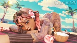 1girls 3d all_fours ass ass_focus ass_up bangs beach beach_ball beach_jules braid braided_hair braided_twintails breasts coconut coconut3d coconutbot80 ear_piercing earrings eyeliner face_down_ass_up flower flower_in_hair fortnite fortnite:_battle_royale freckles freckles_on_face full_body_tattoo fully_nude green_eyes horny horny_female jules_(fortnite) latina laying_on_towel lipstick looking_at_viewer makeup nude nude_female outdoors outside palm_tree piercing piercings pink_hair public public_exposure public_nudity sandals septum_piercing septum_ring solo solo_female solo_focus sunglasses sunglasses_on_head tattoo tattoo_on_legs tattooed_arm tattoos towel twintails watermark wristwear