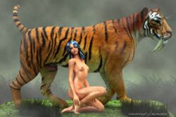 1animal 3d animal_genitalia chi_chi_(artist) elf feline female tiger zoophilia