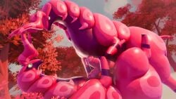 16:9 3d_(artwork) absurd_res alive_(artist) animal_genitalia animal_penis arthropod bodily_fluids digital_media_(artwork) duo equine_genitalia equine_penis feral forest generation_5_pokemon genital_fluids genitals hi_res looking_at_another lying male male/male multicolored_body nintendo on_back outside penile penis penises_touching plant pokemon pokemon_(species) precum scolipede tree widescreen yellow_eyes