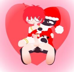 2boys anal anal_sex animated anomaly beard big_penis black_body blush eas_community entity exposed_penis heart holding_each_other light-skinned_male looking_each_other macromedia_flash_8_(application) male nec-12 penis plap plapping pulsing_heart red_eyes red_hair santa santa_costume santa_hat semi-rimless_eyewear shirt tocure-kun tokyo_secure_foundation-kun