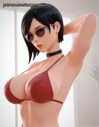 1girls 3d ada_wong ai_generated big_breasts bikini black_hair breasts resident_evil sergunyaa23 short_hair