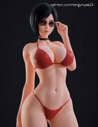 1girls 3d ada_wong ai_generated big_breasts bikini black_hair breasts resident_evil sergunyaa23 short_hair