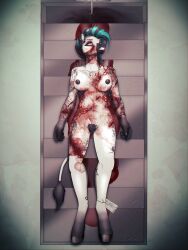 anthro areola autopsy_table blood blood_on_face blood_pool bodily_fluids breasts clenched_teeth corpse death digital_media_(artwork) ear_piercing ear_ring equid equine facial_piercing female female_death frostbite80_(artist) fur genitals gore hair hairy_vulva hi_res hooves lying mammal morgue navel nipple_piercing nipples nose_piercing nose_ring nude on_back piercing pussy ring_piercing snuff solo stripes tail tattoo teeth vulva wounded zebra