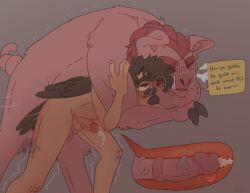 cum_in_ass cum_inside cumming_from_anal_sex cumming_untouched cumming_while_penetrating dream_smp dsmp finger_in_mouth hybrid hybrid_penis internal_view penis piglin rough_sex size_difference stomach_bulge technoblade text text_bubble wilbur_soot winged_humanoid