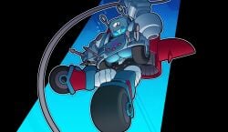 1girls absurd_res banjacksshool big_breasts blue_eyes breasts high_resolution highres insignia nickel_(transformers) robot robot_girl robot_humanoid roller_skates solo solo_female transformers transformers_idw underboob