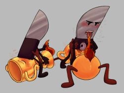 anal animate_inanimate duo genitals hi_res humanoid inanimate_insanity knife_(ii) licking male male/male not_furry object_shows oral penile penis penis_lick rimming sex tapering_penis teaasiip tongue trophy_(ii)