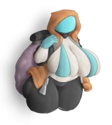 1girls 2025 backpack big_breasts breasts breasts_out drifter_(risk_of_rain) female garbatch helmet hi_res hips jacket large_breasts risk_of_rain risk_of_rain_returns thick_thighs thighs wide_hips