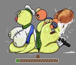 1boy 1boy1girl 1girls balls bigger_female cum cum_in_pussy cum_inside cumflation fat_ass female fucked_from_behind fucked_silly game_mechanics glob_theglob green_hair green_skin huge_ass huge_balls huge_cock huge_thighs larger_female male massive_ass moaning open_mouth peak-chan_(okgaki) peak_(videogame) penis perching_position pussy scout_(peak) sex size_difference small_but_hung small_dom_big_sub smaller_male sweat sweatdrop sweating sweaty_ass sweaty_body