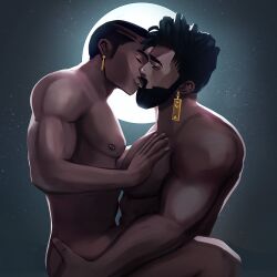 2022 african african_male bad_id bad_twitter_id boyfriends dark-skinned_male dark_skin earrings first_porn_of_character gay k'sante league_of_legends male male_only melanin men_kissing moon muscles muscular muscular_male pierced_nipples riot_games sociopotato1 source_request tope_(league_of_legends)