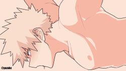 1boy ahe_gao animated blonde_hair drooling implied_anal implied_sex katsuki_bakugou male_focus male_only my_hero_academia nipples nude red_eyes simple_background spiked_hair spiky_hair tongue tongue_out twitter_username yazakc yazaki_(yazakc)