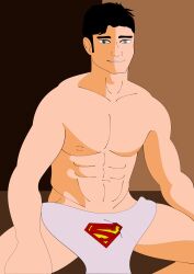 abs bara black_hair blue_eyes bulge conner_kent dc dc_comics gay kon-el male male_only muscular muscular_male pecs sauna solo_focus solo_male superboy superboy_(conner_kent) superman_(series) towel xvdjavx yaoi young_justice