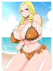 1girls ass beach big_ass big_breasts big_butt bikini blonde_hair blue_eyes breasts breasts_bigger_than_head curvaceous curvy drill_hair eabeeee female female_only huge_ass huge_breasts long_hair monster_girl overlord_(maruyama) pearl_bikini slime slime_girl solo solo_female solution_epsilon steam steamy_breath tagme thick_thighs voluptuous voluptuous_female water