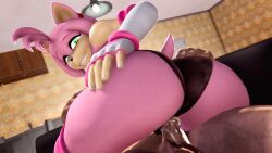 16:9 3d_(artwork) 4k absurd_res amy_rose amy_rose_(warfaremchine) anthro ass bodily_fluids brandi clothing cowgirl_position digital_media_(artwork) duo eulipotyphlan female female_penetrated from_front_position genital_fluids genitals gloves green_eyes hair handwear hedgehog hi_res male male/female male_on_bottom male_penetrating male_penetrating_female mammal on_bottom on_top penetration penis pink_body pussy sega sex sonic_(series) sonic_the_hedgehog_(series) source_filmmaker vaginal_penetration video_games widescreen