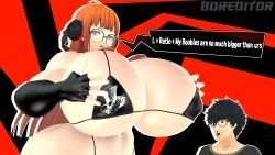 1girls 3d 3d_(artwork) akira_kurusu big_breasts boreditor breast_awe breasts busty curvy dialogue female gigantic_breasts glasses high_resolution highres huge_breasts joker_(persona) large_breasts massive_breasts meme open_mouth persona persona_5 pog pogchamp ren_amamiya sakura_futaba sfm source_filmmaker string_bikini text text_box text_bubble textbox