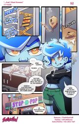 1girls 2020 bare_midriff blue_hair comic english_text female maxine_(the_other_half) page_52 patreon_username scrawled speech_bubble tagme text the_other_half twitter_username