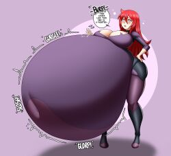 after_vore belly_button big_belly big_breasts blush cleavage digestion digestion_noises english_text hand_on_hip huge_belly implied_vore little_witch_academia long_hair looking_up molotco onomatopoeia patting_belly post_vore purple_clothing red_eyes shiny_chariot slap slapping_belly sound_effects stomach_bulge stomach_noises sweatdrop thick_thighs tight_clothing vore wide_hips