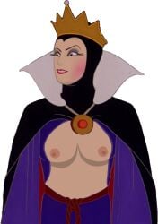 breasts crown disney disney_villains female female_only lips lipstick nipples open_shirt queen royalty smile snow_white_and_the_seven_dwarfs teeth the_evil_queen