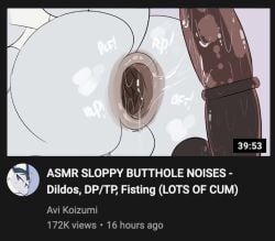 1boy 2022 anal anal_juice anal_juice_string anal_masturbation animal_dildo animal_sex_toy anthro anus asmr ass avi_koizumi backsack balls big_anus big_butt big_dildo bodily_fluids bubble_butt dildo edit eeveelution english_text equine_dildo faceless_character faceless_male fake_screenshot femboy gape_fart gaping gaping_anus generation_1_pokemon genitals huge_dildo humor male male_only male_penetrated masturbation medial_ring nintendo number ota_(artist) perineum pokemon pokemon_(species) sex_toy solo sound_effects text vaporeon video_games white_body white_vaporeon youtube