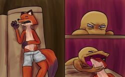 anthro apode comic disney draconcopode duo female female_pred forced group half-naked head_first hi_res judy_hopps lagomorph lamia legless leporid male male/female male_prey mammal naga nick_wilde oral_vore reptile scalie serpentine sketch-mantel sketchmantel sleeping sleeping_prey sleepy_prey snake split_form swallowing swallowing_whole tired trio underwear unsuspecting unsuspecting_prey unsuspecting_victim unwilling_prey vore willing_pred zootopia