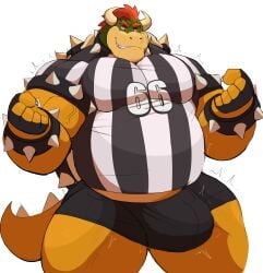 2022 absurd_res anthro armband barazoku belly biceps big_bulge big_muscles bottomwear bowser bracelet bulge claws clothed clothing collar eyebrows facial_hair fingerless_gloves flexing gloves hair handwear hi_res horn huge_bulge huge_muscles huge_thighs jersey jewelry koopa male male_only mario_(series) mario_strikers motion_lines musclegut muscular muscular_anthro muscular_male nintendo number overweight overweight_anthro overweight_male pecs scalie shell shorts simple_background smile solo spiked_armband spiked_bracelet spiked_collar spiked_shell spiked_tail spikes spikes_(anatomy) standing stubble teeth thick_thighs tight_clothing vein video_games vitashi white_background