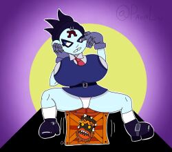 big_breasts clothed crash_(series) nina_cortex panties pldrawings short_hair shortstack sitting