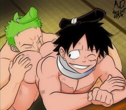 2boys ancient-onyx anilingus ass bara big_ass black_hair bubble_butt gay gay_rimjob green_hair licking_male_anus male male_only monkey_d_luffy naked nude one_piece rimjob rimming roronoa_zoro tagme yaoi