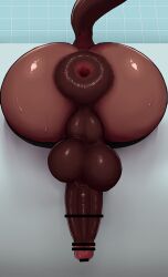 absurd_res animal_humanoid anus ass balls big_anus big_butt censored cock-tail dark_body dark_skin donut_anus furry genitals hi_res humanoid ineffective_censorship kusonikumarukun male male_only nude penis ponut puffy_anus rear_view solo through_wall