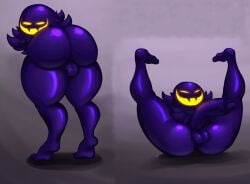 a_hat_in_time alternate_form anthro armless aspenofsimpcon ass big_butt big_penis feet genitals ghost male meme neck_tuft penis purple_body shortstack smug snatcher_(ahit) solo spirit thick_thighs tuft wide_hips yellow_eyes