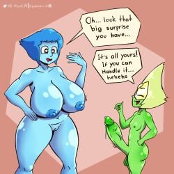 big_breasts big_butt big_penis busty drooling fimouse_hd futanari lapis_lazuli_(gem) lapis_lazuli_(steven_universe) peridot_(steven_universe) precum steven_universe