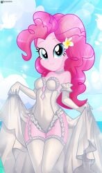 1girls blue_eyes bridal_lingerie charliexe equestria_girls female friendship_is_magic human humanized lingerie my_little_pony pink_fur pink_hair pinkie_pie_(eg) pinkie_pie_(mlp) solo