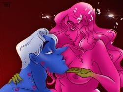 bedroom_eyes blue_skin hades_(lore_olympus) lipstick lore_olympus persephone persephone_(lore_olympus) pink_lips pink_lipstick pink_skin tagme webtoon