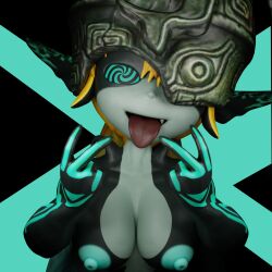 1girls fang fossil3d hypnosis imp imp_midna midna mind_control nintendo nipples peace_sign solo spiral_eyes tagme the_legend_of_zelda tongue_out twilight_princess v