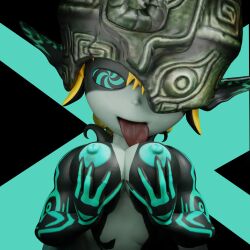 1girls fang fossil3d hypnosis imp imp_midna licking licking_breast midna mind_control nintendo nipples solo spiral_eyes tagme the_legend_of_zelda tongue_out twilight_princess