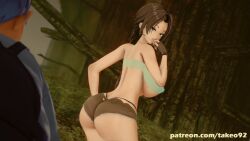 1boy 1girls 3d 3d_(artwork) big_ass big_breasts brown_eyes brown_hair bubble_butt comic curvaceous curvy erect_nipples_under_clothes eyewear_removed female female_focus fingerless_gloves g-string hand_on_hip hotpants huge_ass huge_breasts koikatsu lara_croft lara_croft_(classic) large_ass large_breasts looking_at_another parody ponytail preview seductive seductive_look seductive_smile shorts side_view sideboob skimpy skimpy_clothes sunglasses sunglasses_removed swamp takeo92 teaser thick thick_ass thick_thighs tomb_raider topwear underboob wide_hips