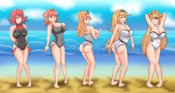 ass_expansion blonde_hair breast_expansion eye_color_change hair_color_change hair_growth mythra pyra red_hair swimsuit thatfreakgivz transformation transformation_sequence xenoblade_(series) xenoblade_chronicles_2