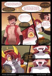 4girls cleavage comic english_text heart-shaped_pupils hekapoo hekapoos_trials_(hermitmoth) hermitmoth horns marco_diaz multiple_girls page_2 red_hair star_vs_the_forces_of_evil tagme