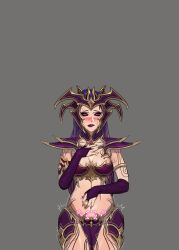 1girls dark_elf druchii elf female female_only light-skinned_female pubic_tattoo purple_eyes purple_hair revealing_clothes smokedpaprika solo solo_female supreme_sorceress warhammer_(franchise) warhammer_fantasy